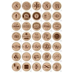 100 Standard Initial Wine Bottle Stoppers: Custom Wedding Favors (with Bag)